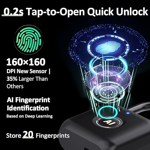 Miniatura 3 de Pothunder Candado de huellas dactilares, candado inteligente, cerradura de casillero, cerradura de combinación, cerradura de huellas dactilares