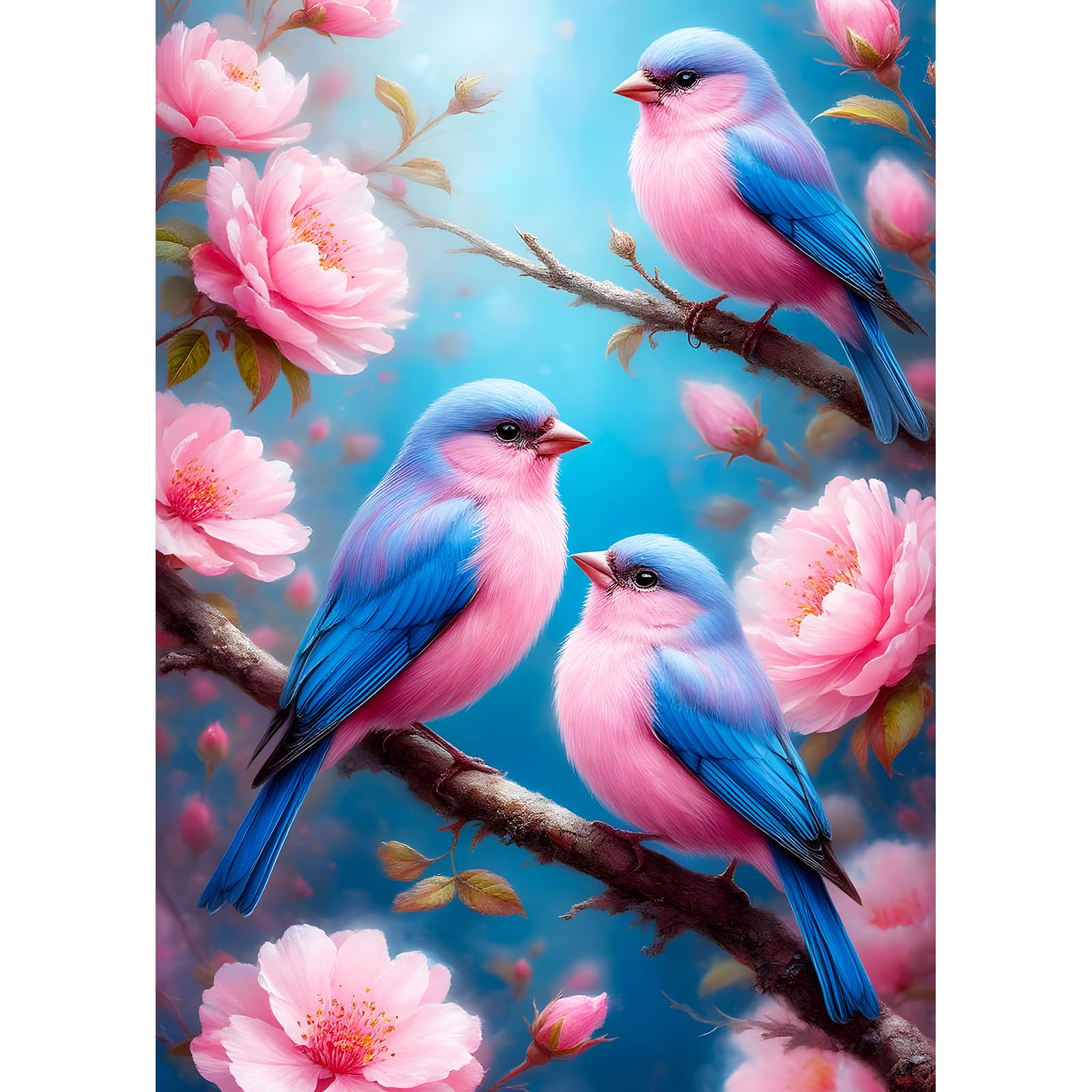 DPHERO Colorful Birds Diamond Painting Kits for Beginners Adults,5D DIY Cherry Blossoms Diamond Art Kits,Round Full Drill Dreamy Art Crafts,DIY Painting by Numbers for Home Wall Decor 12x16 inch — image 1