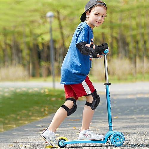 Miniatura 7 de Rodilleras para niñosjóvenesadultos, coderas con muñequeras, juego de 6 unidades para patineta, ciclismo, patinaje, bicicleta, scooter, equitación,