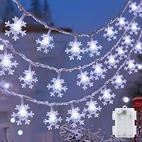 cshare LED Hópehely Fényfüzér 6m 40 LED - Elemes, Időzítővel, IP65 Vízálló Dekoráció Kertbe, Kempinghez, Karácsonyra, Bel- és Kültérre - Hid 1