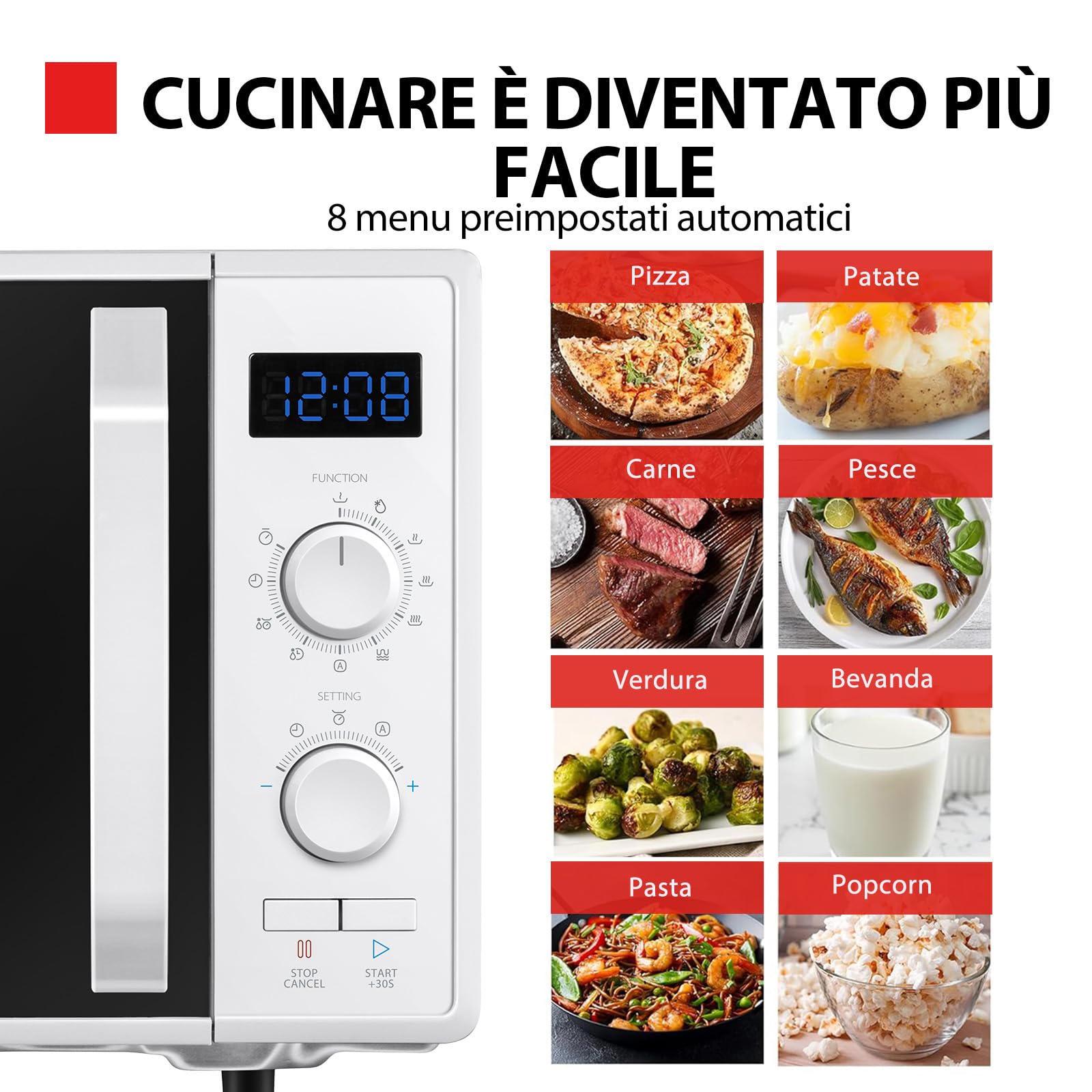 Toshiba MW2-AG23P(WH) 3-in-1 Forno a Microonde con Grill 1050W, e Cottura combinata, 23 L, Piatto Girevole con Memoria di Posizione, Timer, Luci LED Integrate, 900 W, Bianco