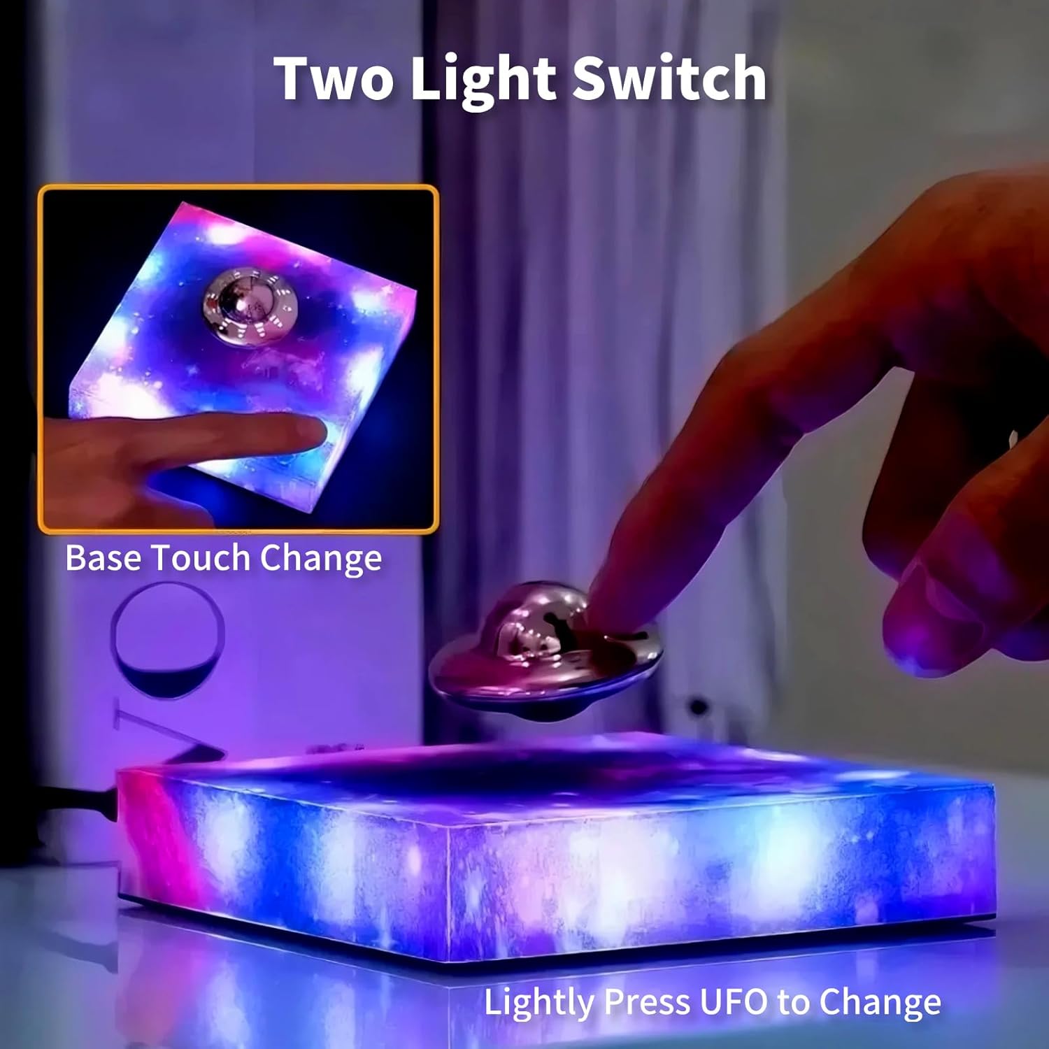 Levitating Display, Levitating Lamp Magnetic Floating Display 360°Rotating UFO Night Light with Color-Changing Modes Touch Control Floating Desk Decor for Home Bedroom Office
