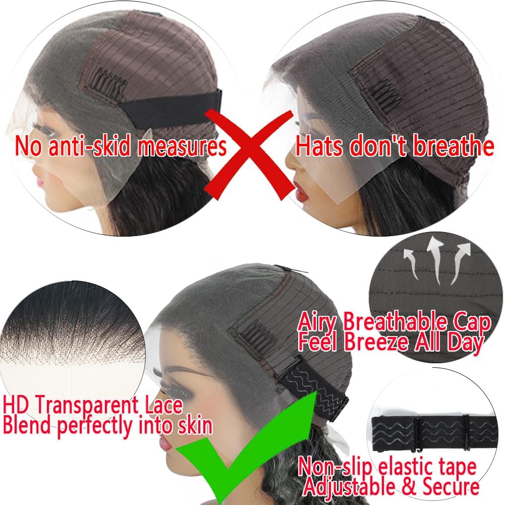 30Inch 13x6 HD Lace Front Wig - 200% Density Body Wave Human Hair - Pre-Plucked Glueless Virgin Hair, Natural Look