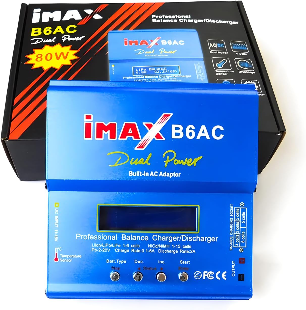 Sale B6AC Lipo Battery Charger Balance Charger Discharger RC Battery Charger with Dual AC/DC Power Supply for RC Car Plane Boat