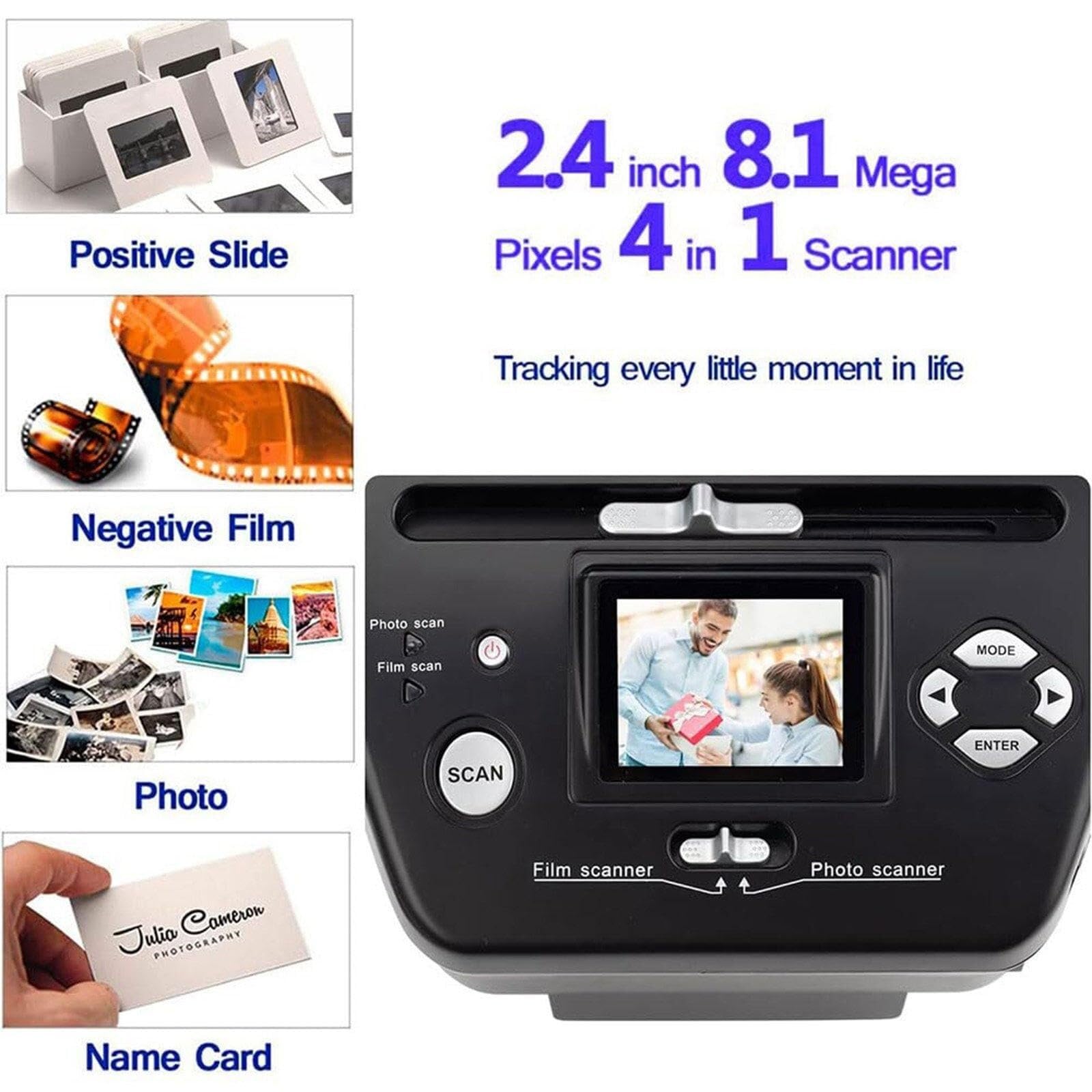 Scanner numérique de 16 MP (3 x 5/4 x 6/5 x 7 photos papier), scanner pour films négatifs de 135 (35 mm) + logiciel OCR pour le tri des cartes de visite pour le sauvetage du film