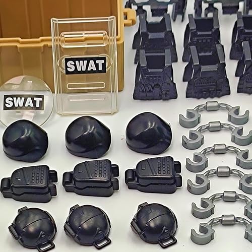 Miniatura 4 de DSPITWOD Paquete de armas del ejército para mini figuras militares, juego de bloques de construcción con pistolas, cascos, herramientas, traje