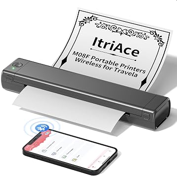 Portable Printers Wireless for Travel, M08F Portable Printer, Inkless Thermal Printer Support 8.5 x 11 US Letter Paper for Home, Offfice, School, Compatible with Android, iOS Phone & Laptop