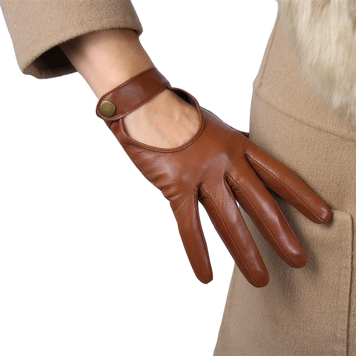 DooWay Leather Driving Gloves for Women Genuine Sheepskin Cosplay Costume Motorcycle Gloves - Image 2