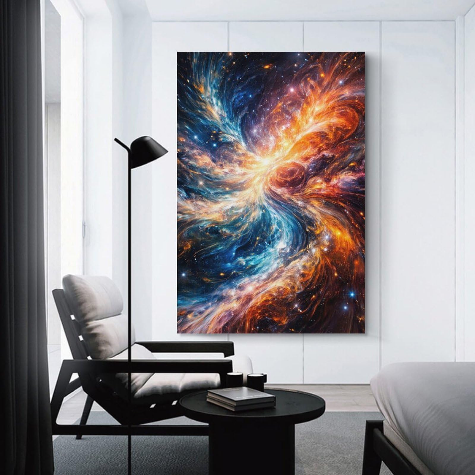 Junmoney Unframe-Style-22 Canvas Art Print Vibrant Cosmic Nebula, 16X24inch(40X60cm), For Office, Study Or Home Workspace, Wall Art That Adds Style To Work Areas