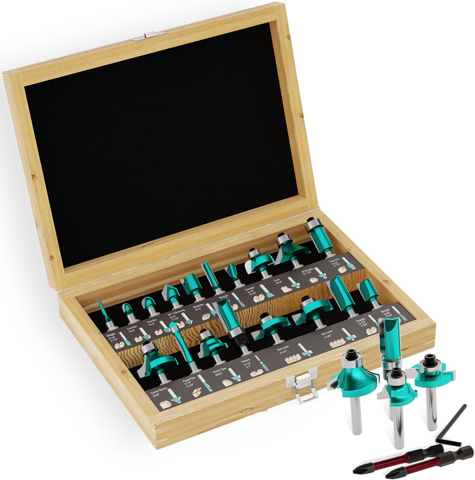 CSOOM 20PCS Router Bits , 1/4”Woodwork Tools,Professional Carbide Milling Cutter Set , Ideal for Woodworking Project