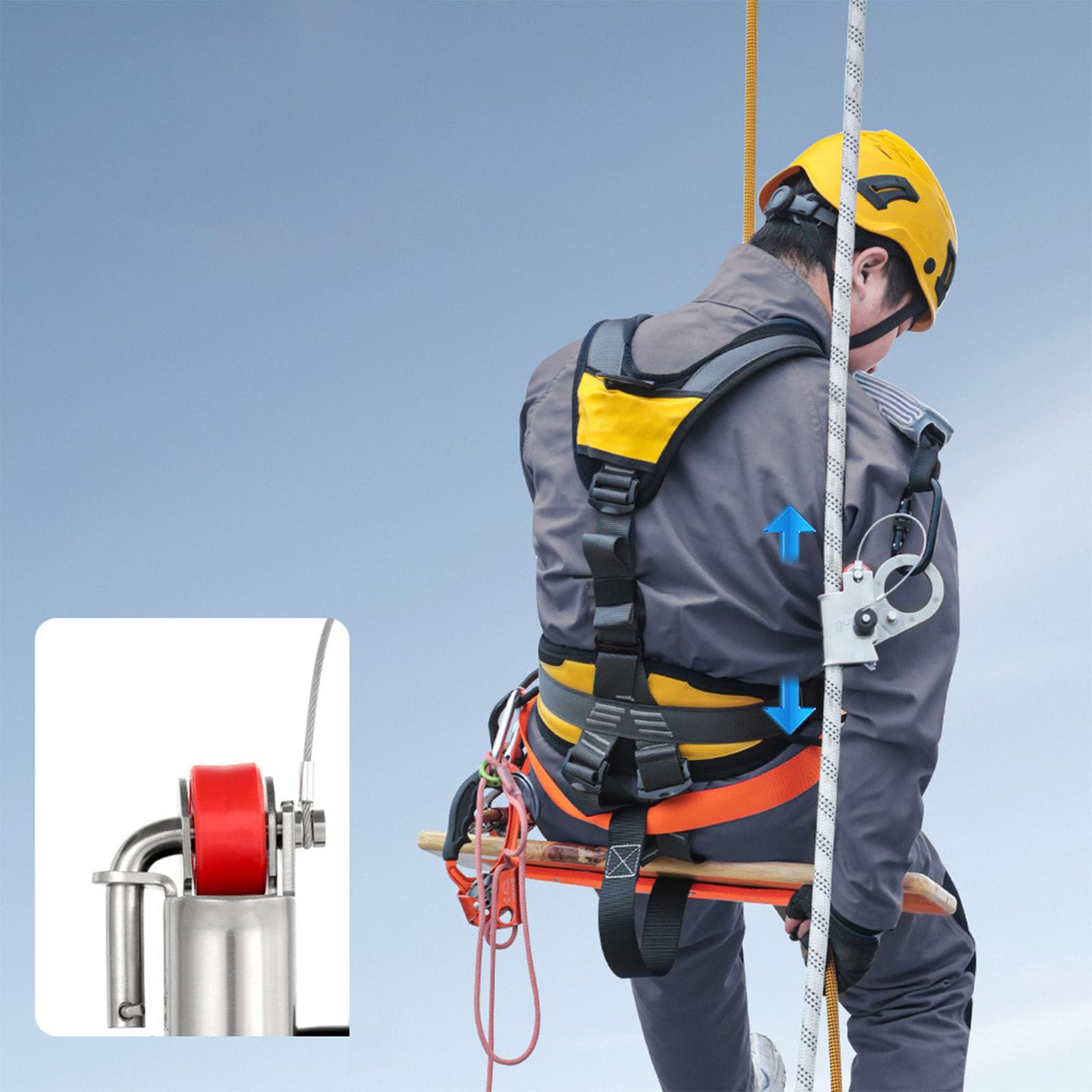 Dispositivo de Agarre de Cuerda Regulable Tensor Gancho para Colgar de Aluminio Fundido para Limpieza y Reparaciones de Nivel Equipo de Seguridad para Trabajo Aire Libre