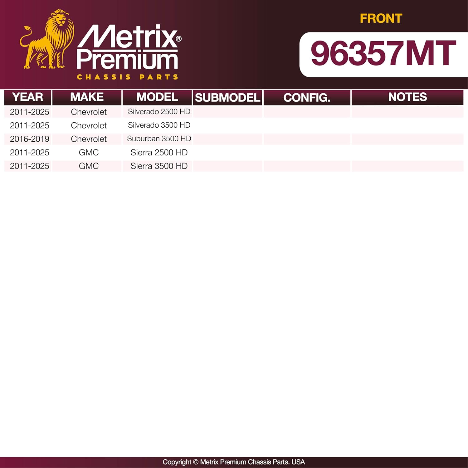 Metrix Premium Chassis Parts - 13.98 inch (355mm) 2 PC Front Coated Vented Disc Brake Rotor Fits Chevrolet Silverado 2500 HD, Silverado 3500 HD, Suburban 3500 HD, GMC Sierra 2500 HD, Sierra 3500 HD