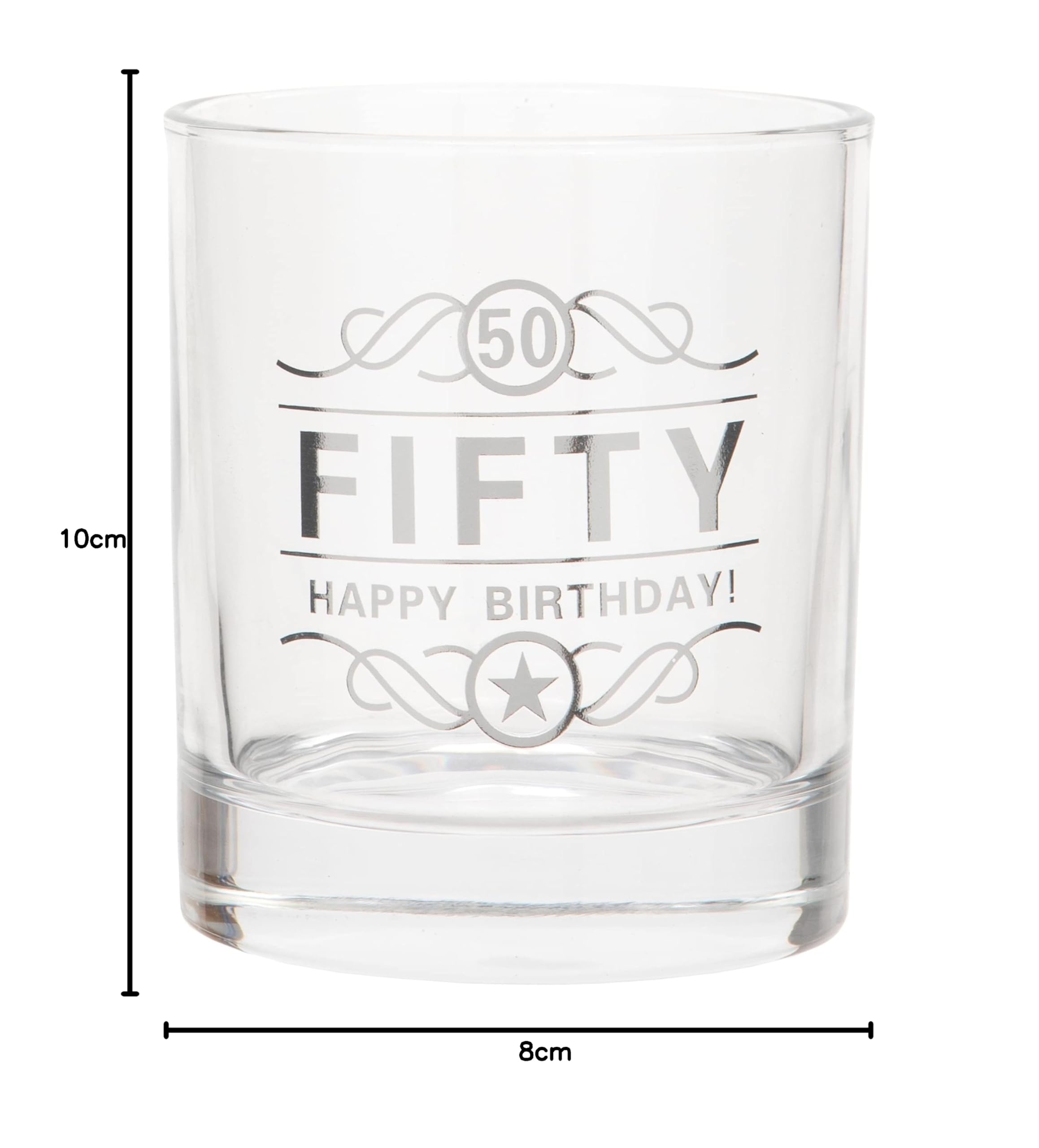 Maturi 50th Birthday Spirit Glass 'Fifty Happy Birthday!', 350 ml, pudełko prezentowe