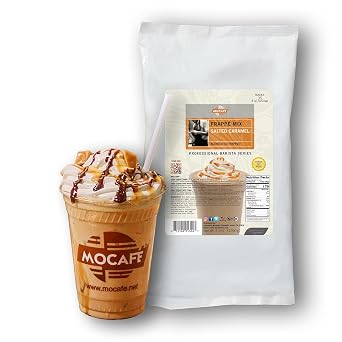 MOCAFE Salted Caramel Frappe Mix, Premium Blended Iced Colombian Coffee powder, Create Instant Crave-Worthy Specialty Drinks, 3 lbs. bag
