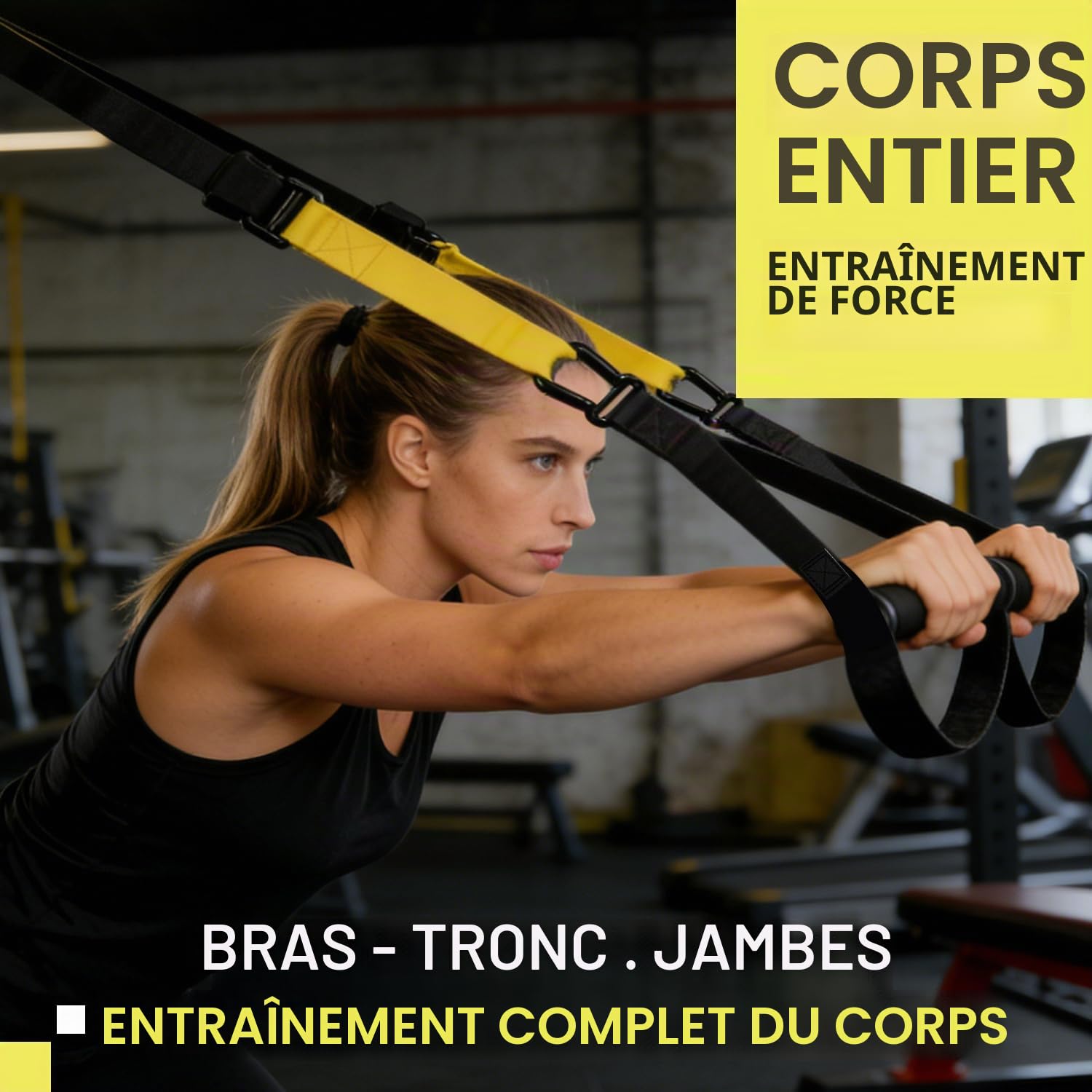 Sangle de Suspension d'exercice de Suspension Sangle Fitness Kit pour Musculation Multifonction Kit Entraînement Stretch chez Home Gym Sling Trainer Kit d'entraînement