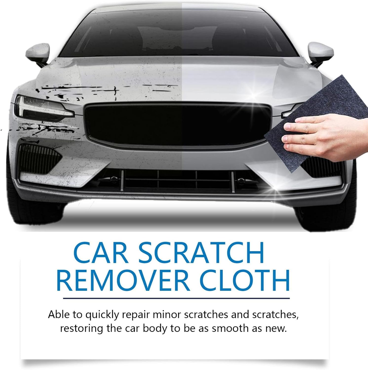 Reusable Nano Magic Sparkle Cleaning Cloth, Car Paint Scratch Repair Remover Towel, Tool to Eliminate Vehicle Swirl Marks, Water Spots and Minor Surface Blemishes for Automotive Care (Grey)