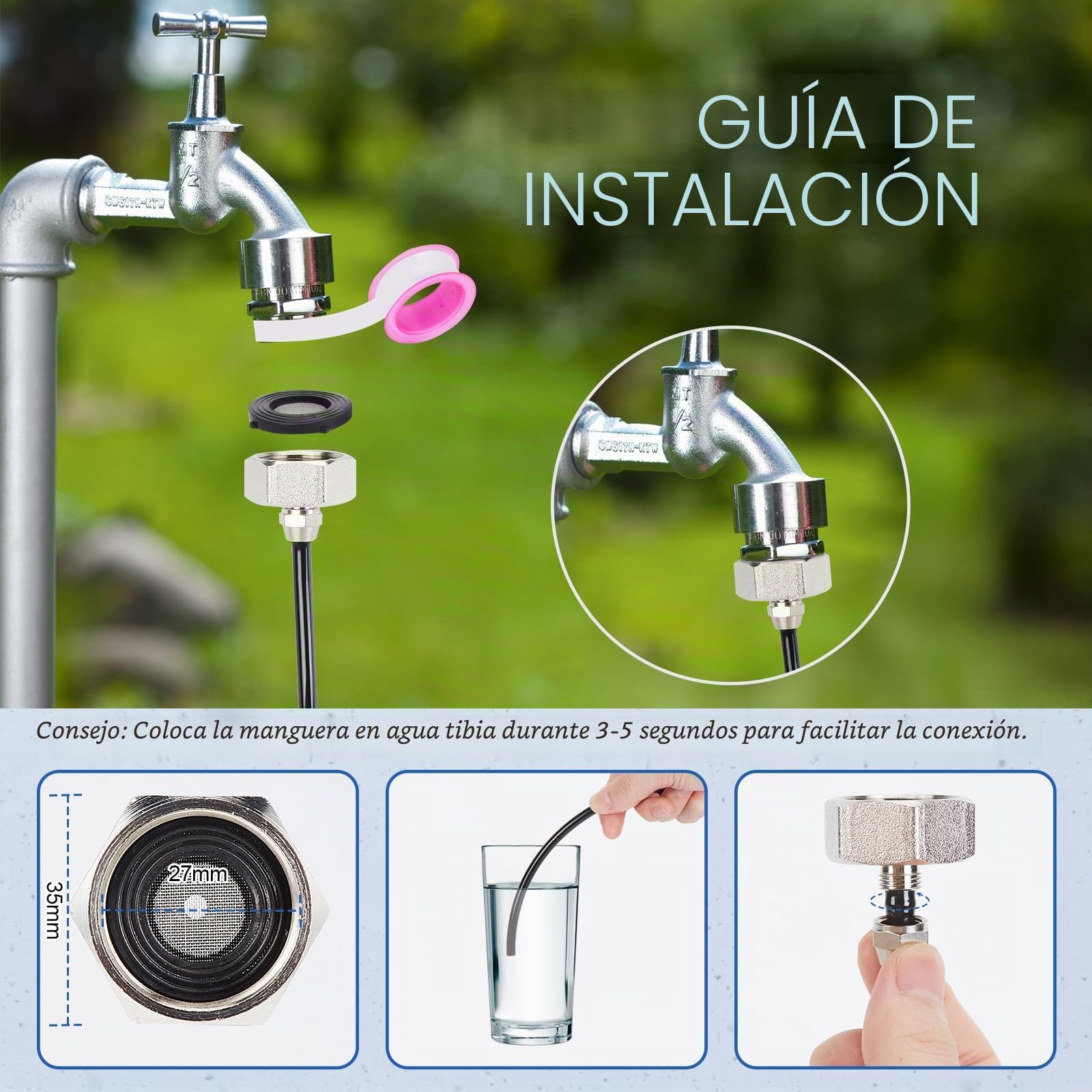 15M AGPTEK Kit de riego sistema de nebulización, 79PCS con 15 boquillas de niebla con junta en T, sistema de refrigeración exterior por niebla, nebulizador para terraza, jardín