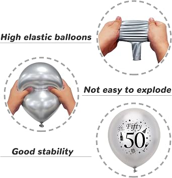 50th Birthday Balloons Decorations for Men Women, Awesome Since 1976