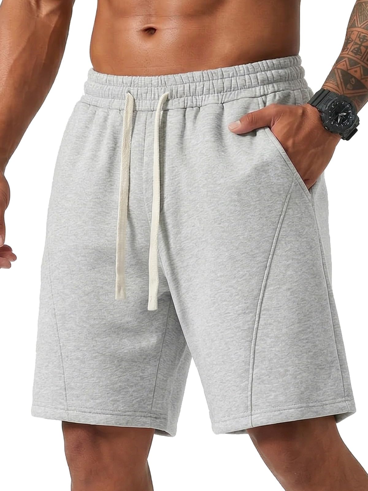 ZUY Men's Baggy Sweat Shorts Cotton Fleece 8" Athletic Shorts Pro Workout Gym Lounge Shorts for Mens with Pockets