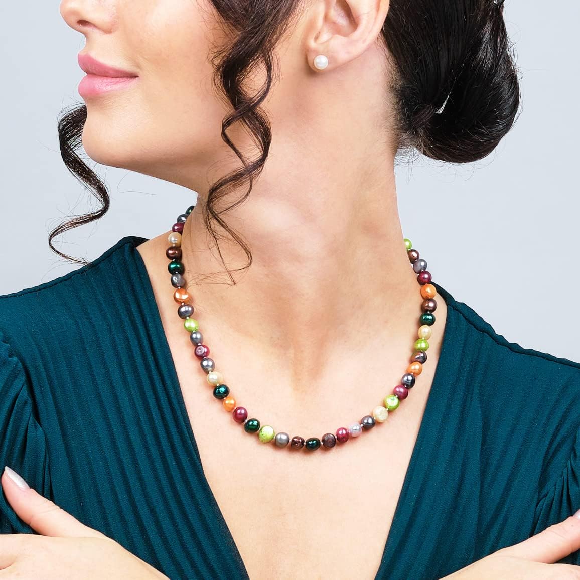 Treasure Bay Collana Di Perle D'Acqua Dolce Multicolore, 7-8 Mm, Lunghezza 120 Cm, Fatte A Mano