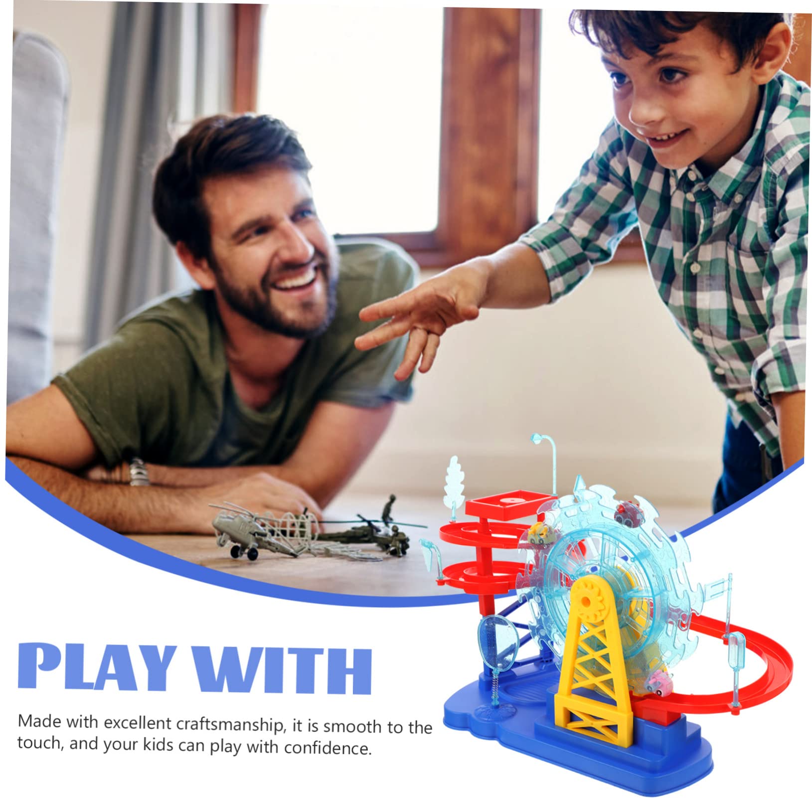 Toyvian Giocattolo del Treno Elettrico Percorso per Macchinine in Plastica Blu, Design Sicuro ed Elettrico per Bambini a Compleanno o Capodanno