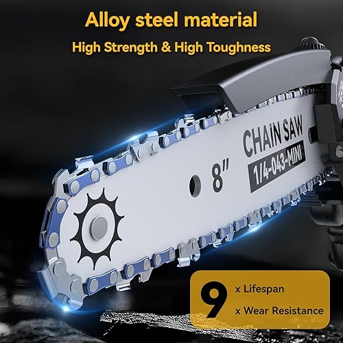 Miniatura 6 de DocSmart Mini Motosierra Inalámbrica, Sierra Eléctrica de Cadena de 8 y 6 pulgadas con 2 Baterías de 4000mAh, Sierra de Mano Alimentada por Batería