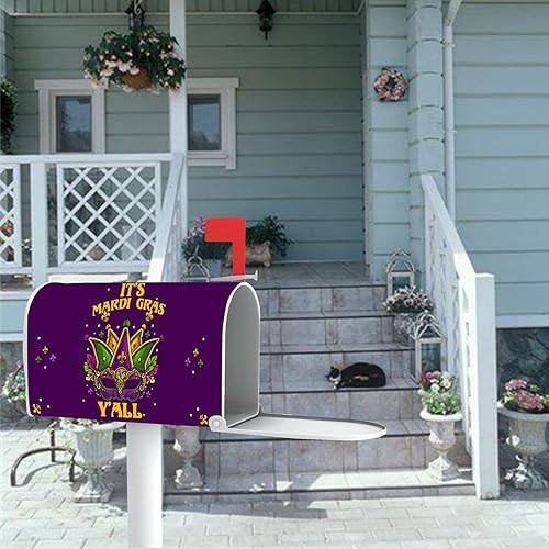 Miniatura 7 de Its Mardi Gras Yall - Funda magnética para buzón de correo con flor de lis festival de temporada carnaval martes grasos decoración para el jardín