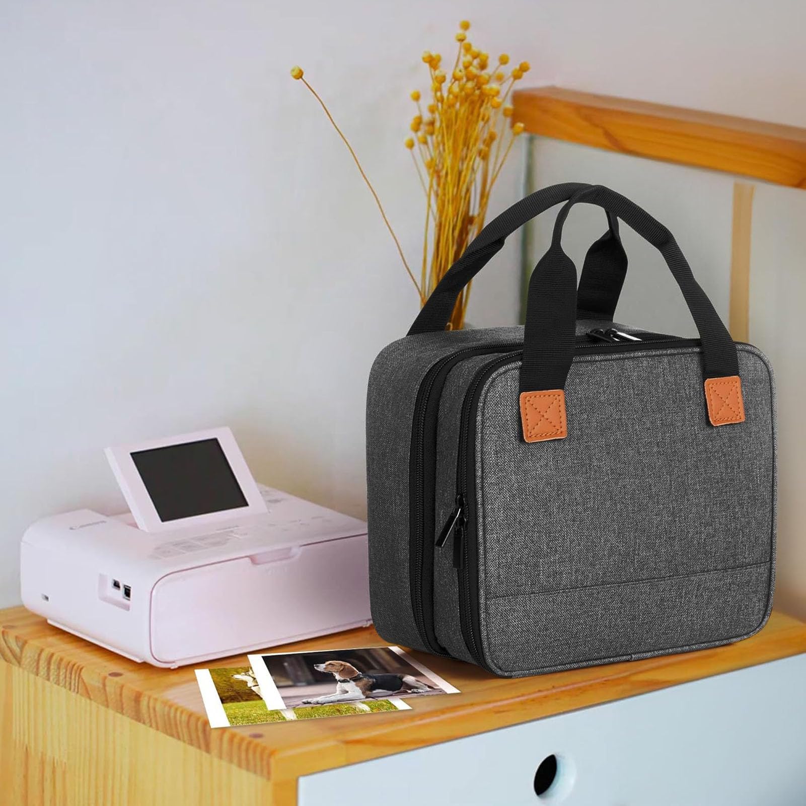 Canon Selphy CP1500 CP1300 CP1200 Fotodruckerbeutel Polyester Photo-Druckerhülle mit Zubehörtaschen Grau