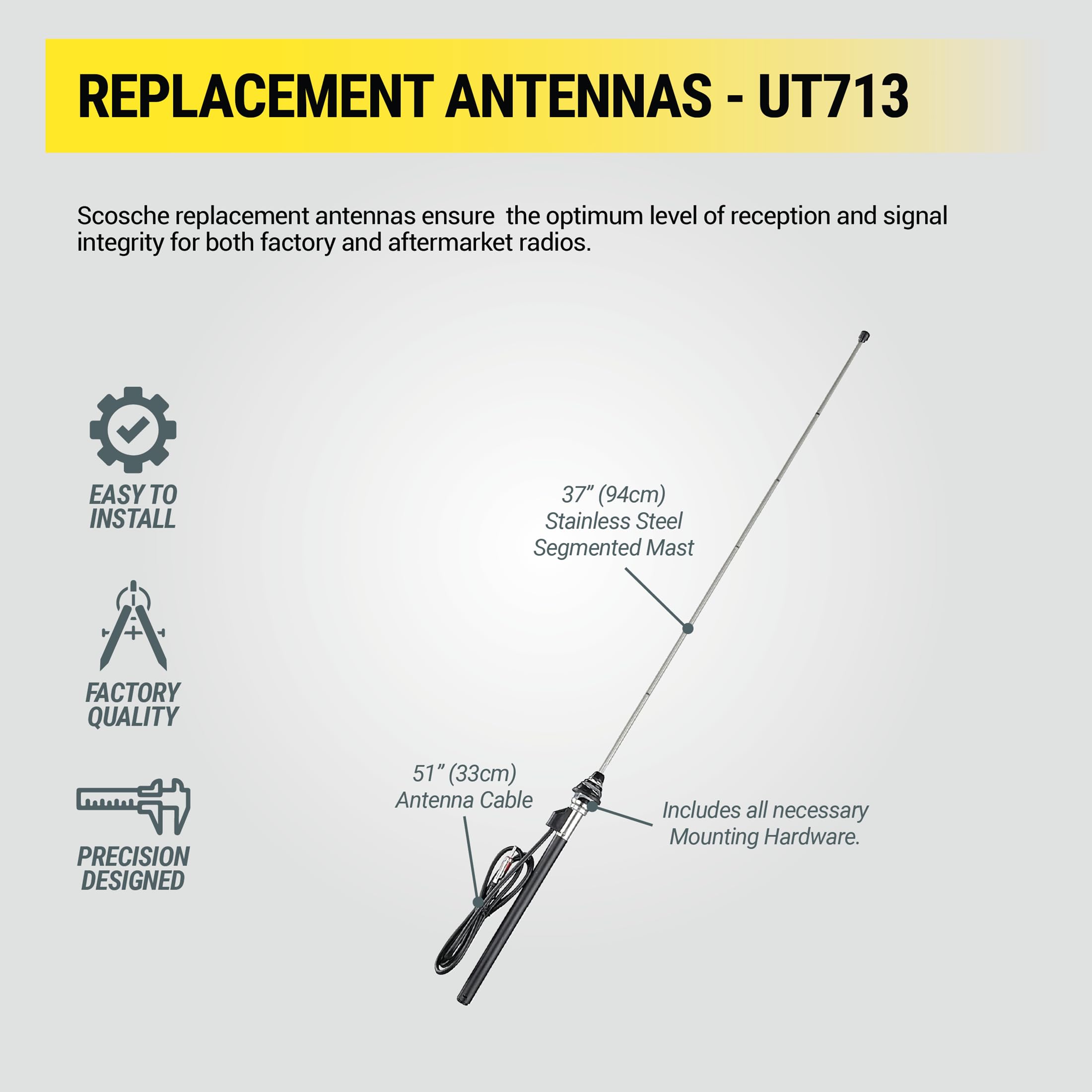 Amazon.com: Scosche UT713 Universal Car Radio Antenna - 37