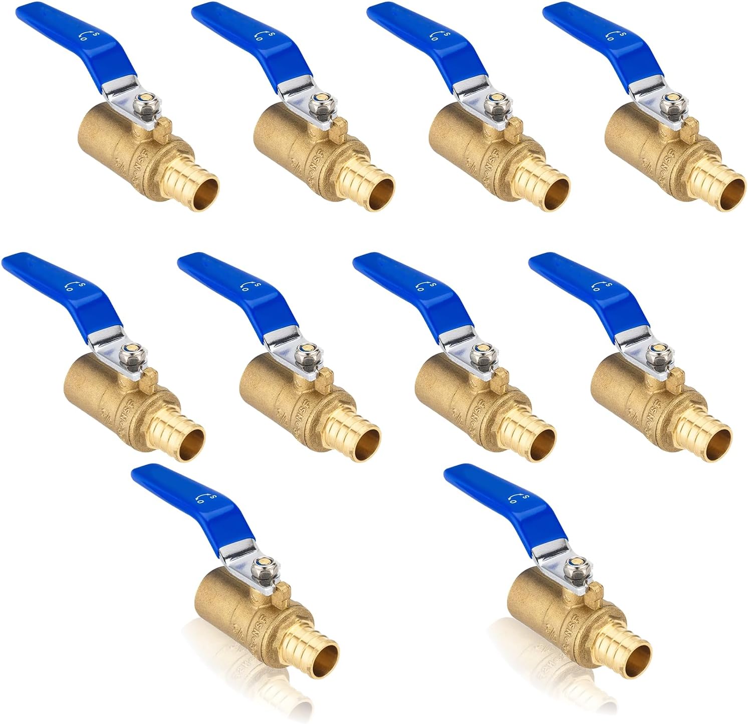 (Pack of 5) Seelink 3/4 Inch PEX x 3/4 Inch Sweat Ball Valve, Brass Shut Off Valve for Pex Pipe Connection, ASTM F1807, Blue