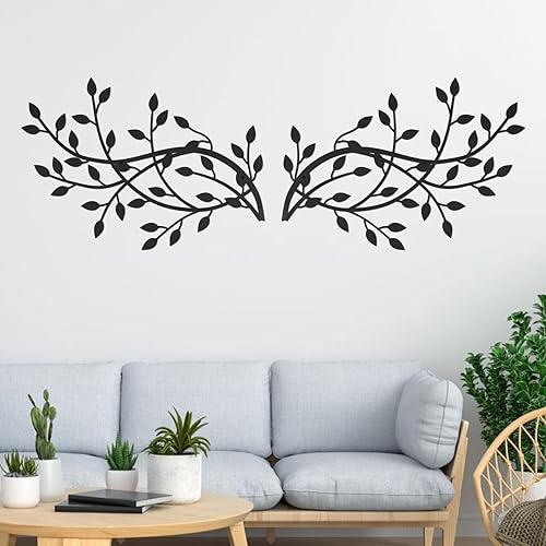 Miniatura 2 de Txkrhwa 2 piezas de metal hoja de árbol decoración de pared de hoja de olivo de vid arte de pared artístico para colgar en la pared, escultura