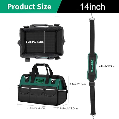 Miniatura 3 de Bolsa organizadora de herramientas para hombres, bolsas de herramientas pequeñas de boca ancha, bolsa de herramientas de mango suave de 13.5