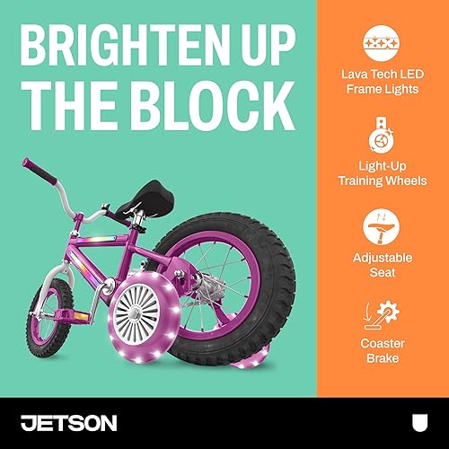 Miniatura 6 de Jetson Light Rider - Bicicleta unisex iluminada para niños, marco de luz LED, 3 modos de luz diferentes