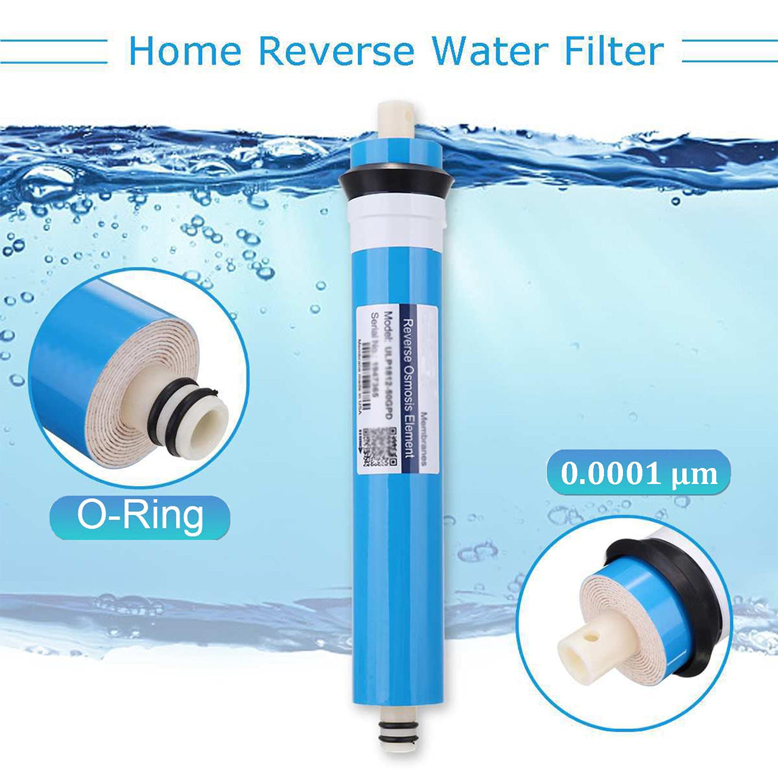 Membrana Odwróconej Osmozy Uniwersalna Wymiana Filtra Membranowego RO, Wymiana Wkładu Filtra Wody, Pasuje Do Domowego Oczyszczacza Filtra Wody,Blue,400G(3012)