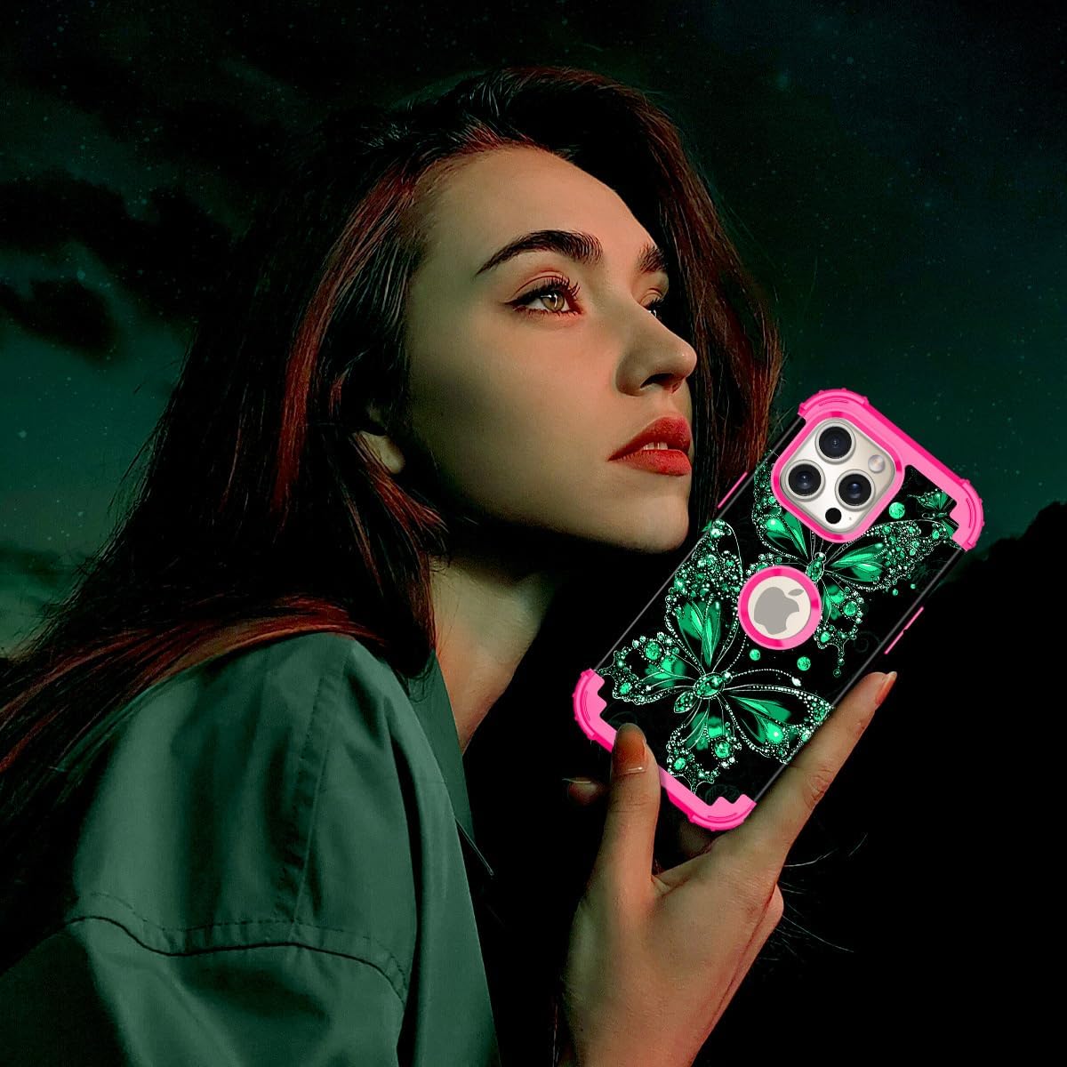 Casetego for iPhone 15 Pro Max Case,Glow in The Dark Three Layer Heavy Duty Sturdy Shockproof Full Protection Rugged Hard PC+Soft TPU Bumper Case for Apple iPhone 15 Pro Max 6.7 inch,All Hot Pink - Image 6