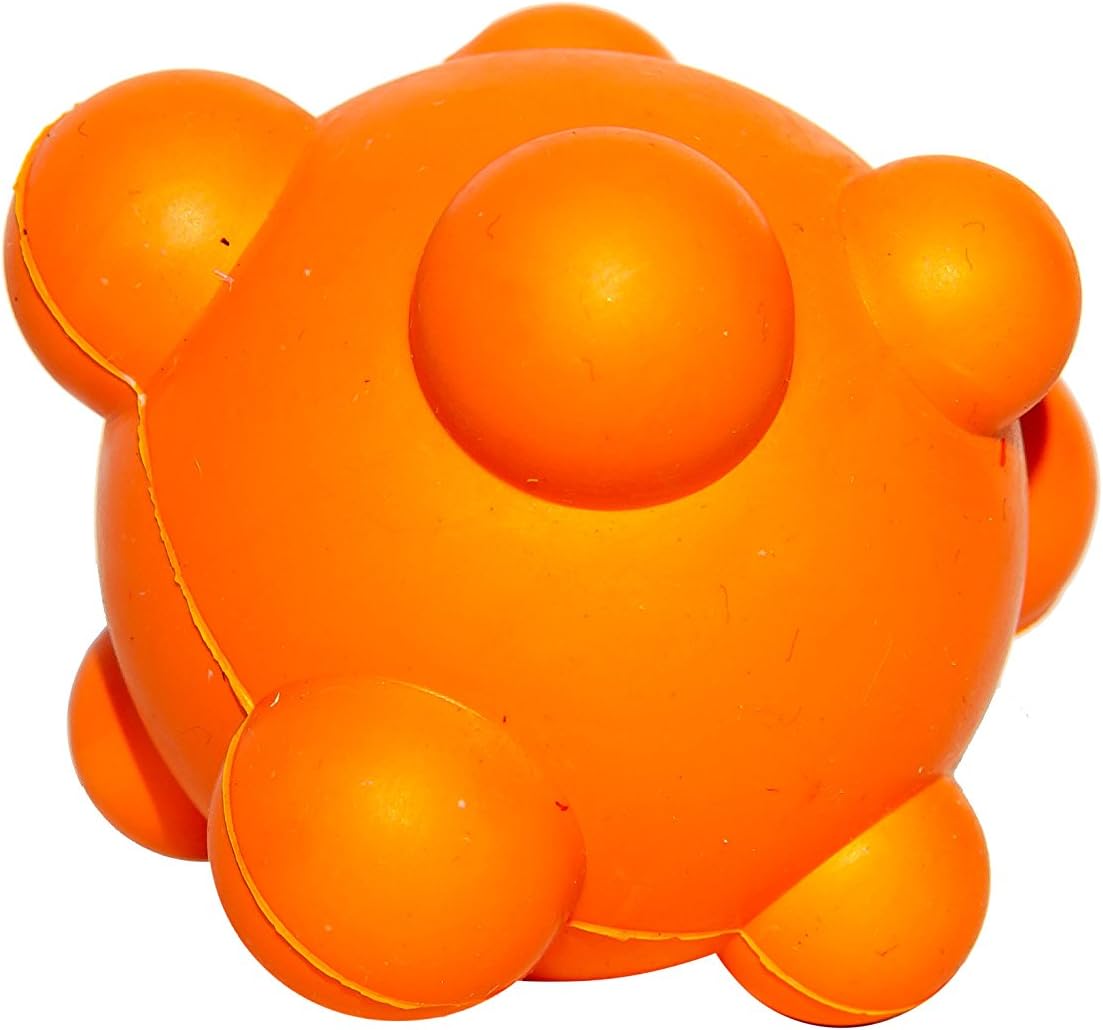 Bumpy Bouncy Solid Rubber Ball – Great Chew Toy for Teething Puppies and Awesome Plaything for Smaller, Medium Size Dogs to Play Catch and Fetch – Fun Games Guaranteed (Orange)