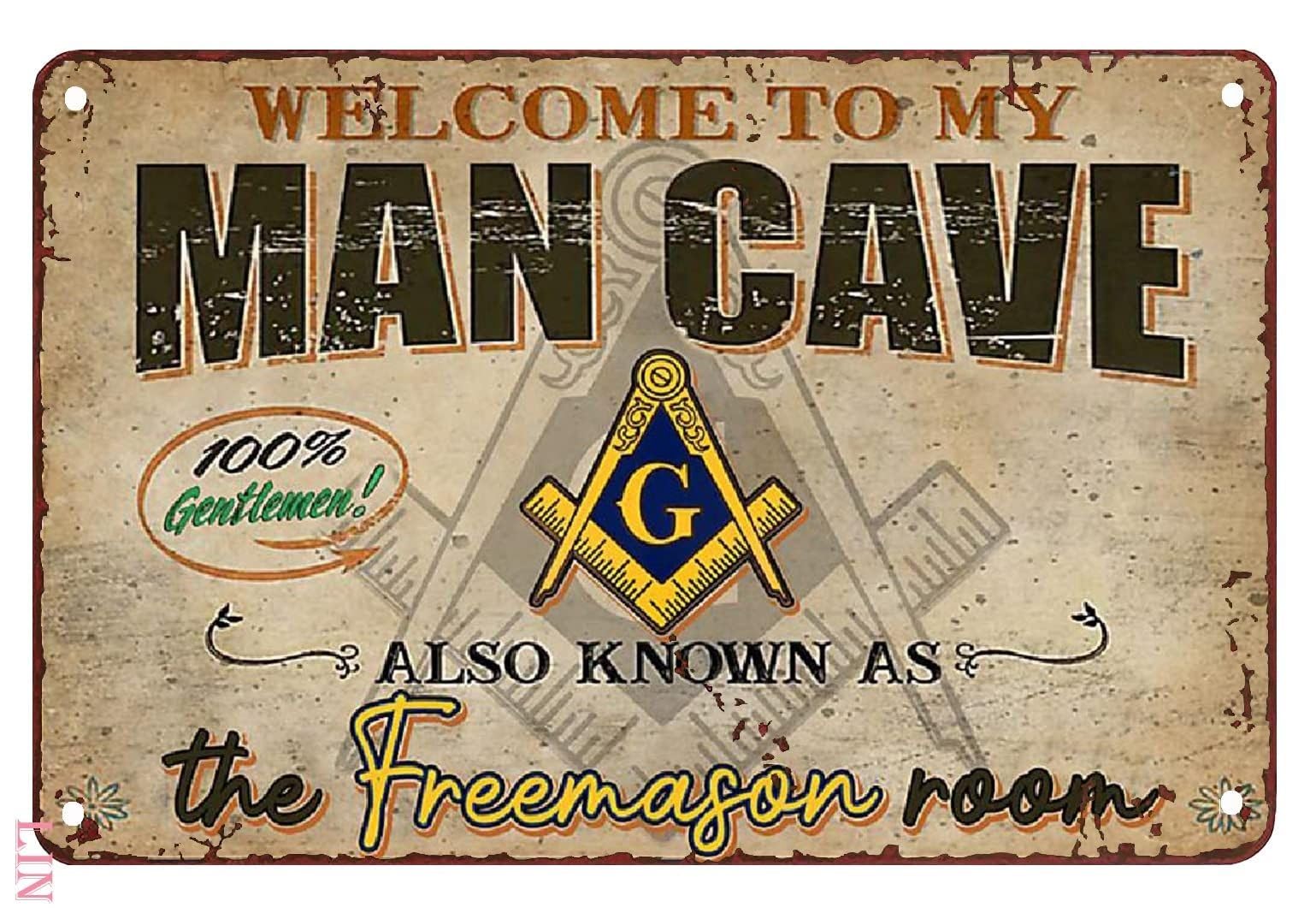 MQXFCZUX Vintage Man Cave Welcome Sign Humorous Door Sign for My Private Club Room Distressed Tin Metal Wall-Art Decor 8 X 12 inch