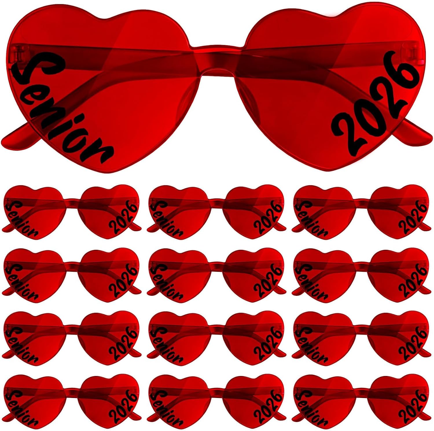 12 Set Senior 2026 Graduation Glasses Class of 2026 Heart Shaped Graduation Sunglasses Party Graduation Photo Props