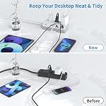 PD 20W USB C Barre d'alimentation de pince de bureau 10Ft, JXGUCAT Déménagement rapide de charge de bureau de montage de la bande de puissance Protecteur, Extension Cord Power Bar avec 4 Sorties 4 USB Ports, prêts 1.8" Bord de la table