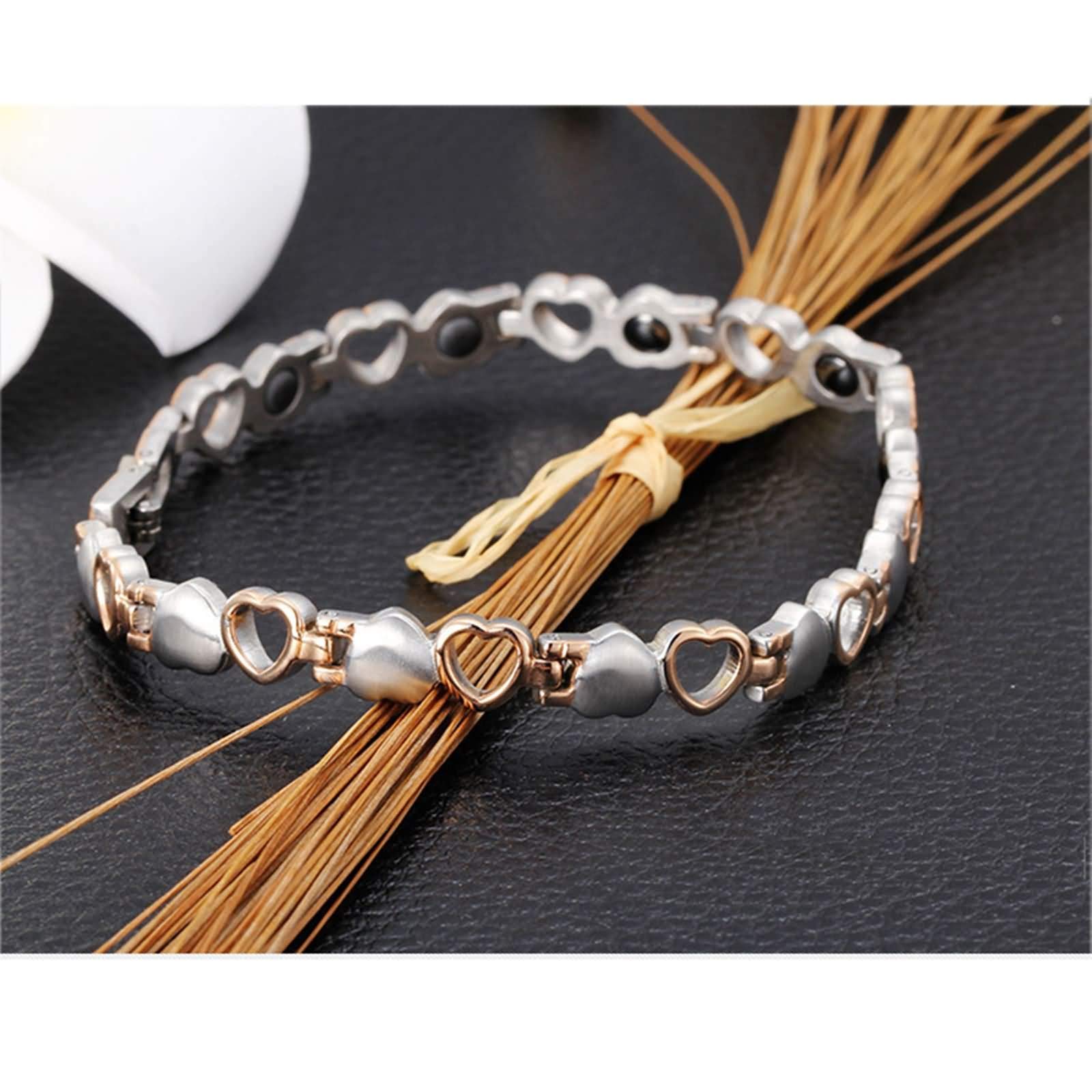 Daesar Pulseras Unisex Parejas,Corazón Pulseras Pareja Acero Inoxidable Plata Oro