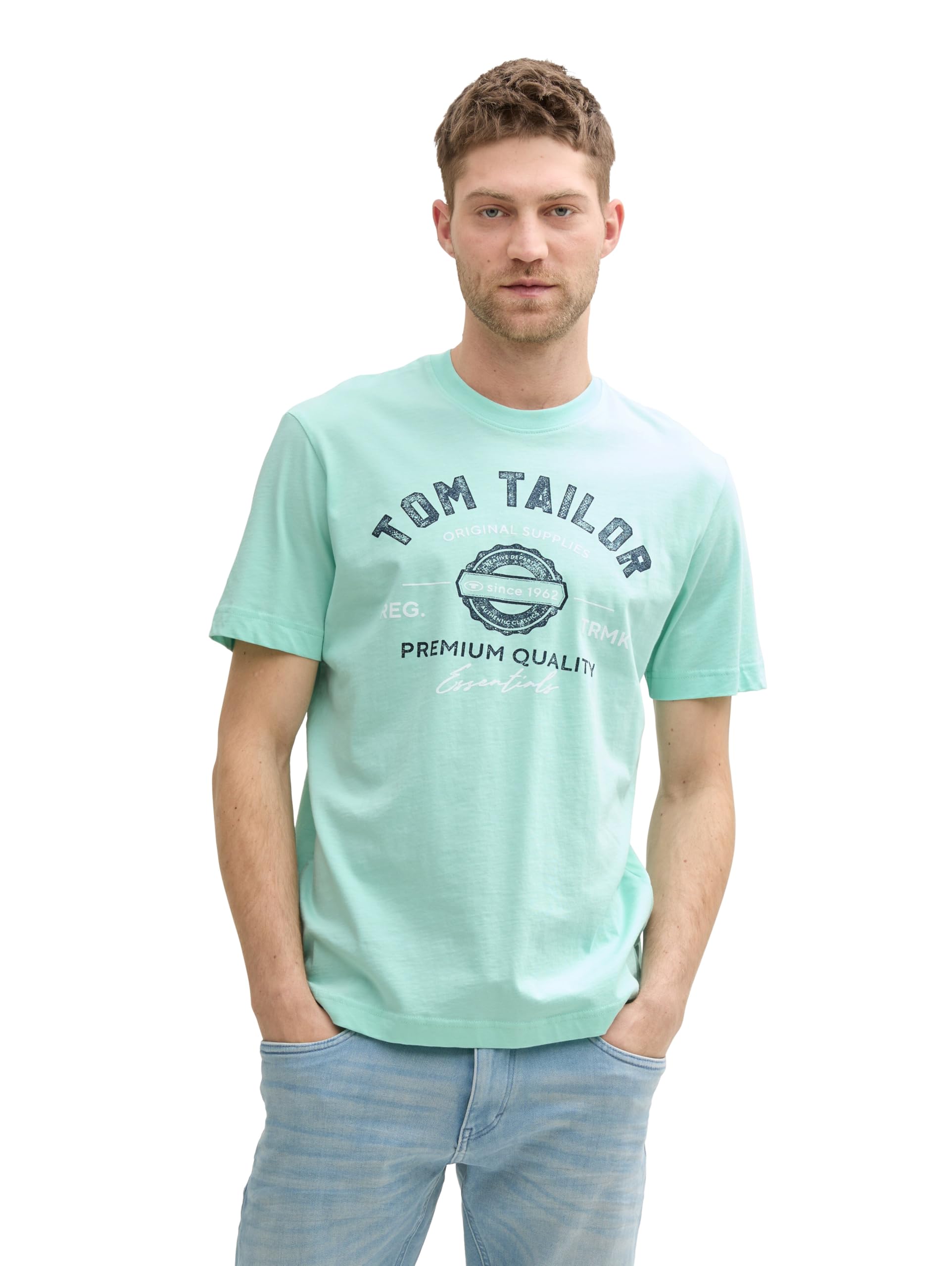 TOM TAILOR Men's Cotton T-Shirt with Logo Print