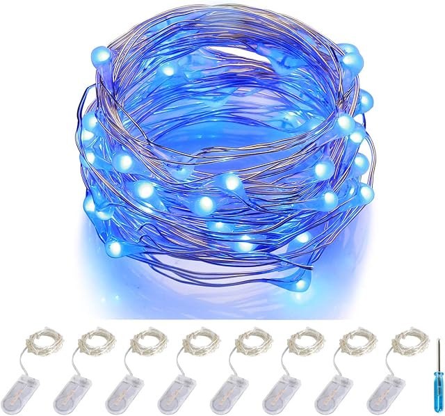 ITART LED Blue Fairy Lights Battery Operated Starry LED String Lights Silver Wire 20LEDs / 2M for Handcraft DIY Jellyfish Costume Halloween Christmas Bedroom Wedding Party Decorations Lights