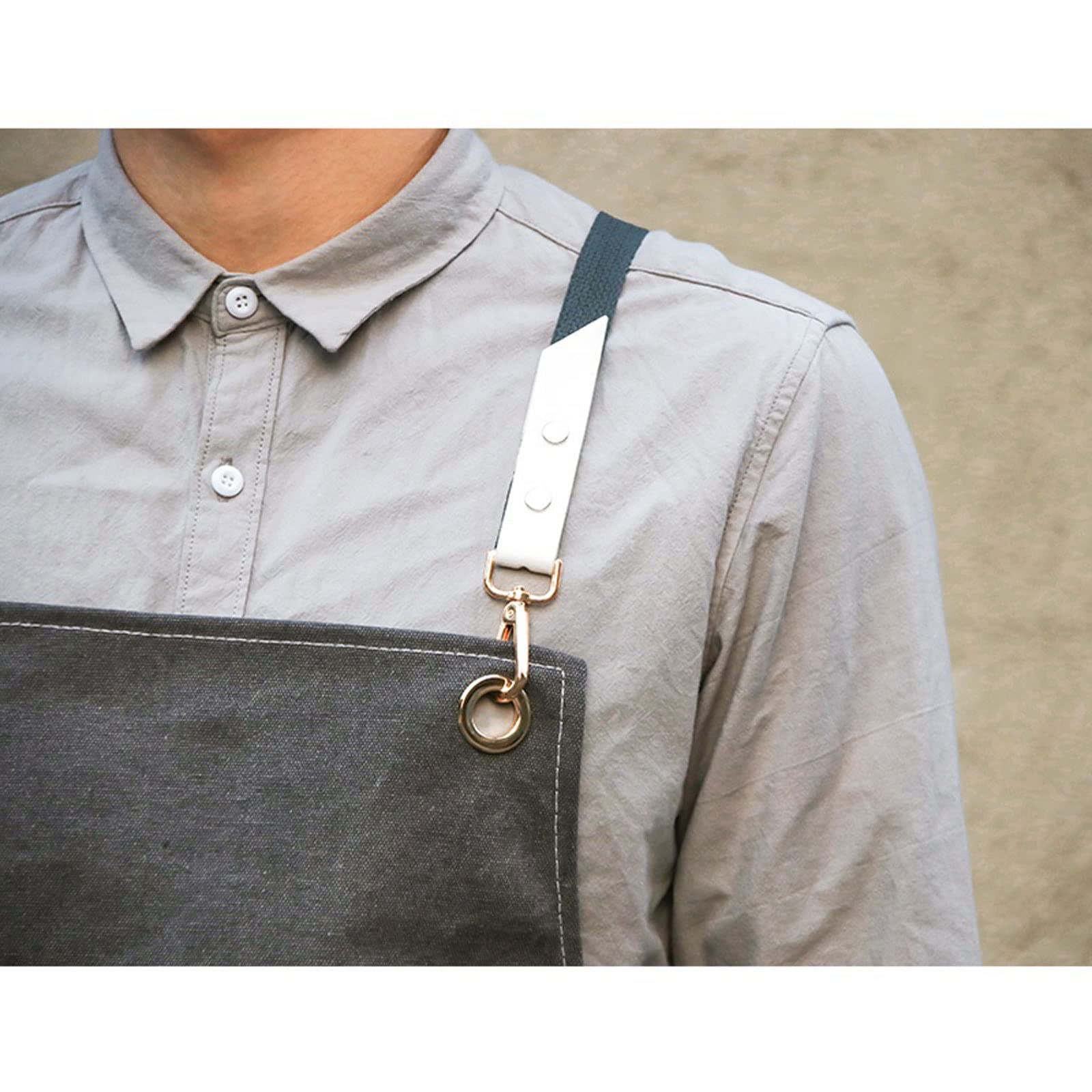 Delantal de Mezclilla para Trabajo, Ropa de Trabajo para Hombres y Mujeres, peluquería, Tienda de té, floricultura, Restaurante, Cocina y repostería (Gris)