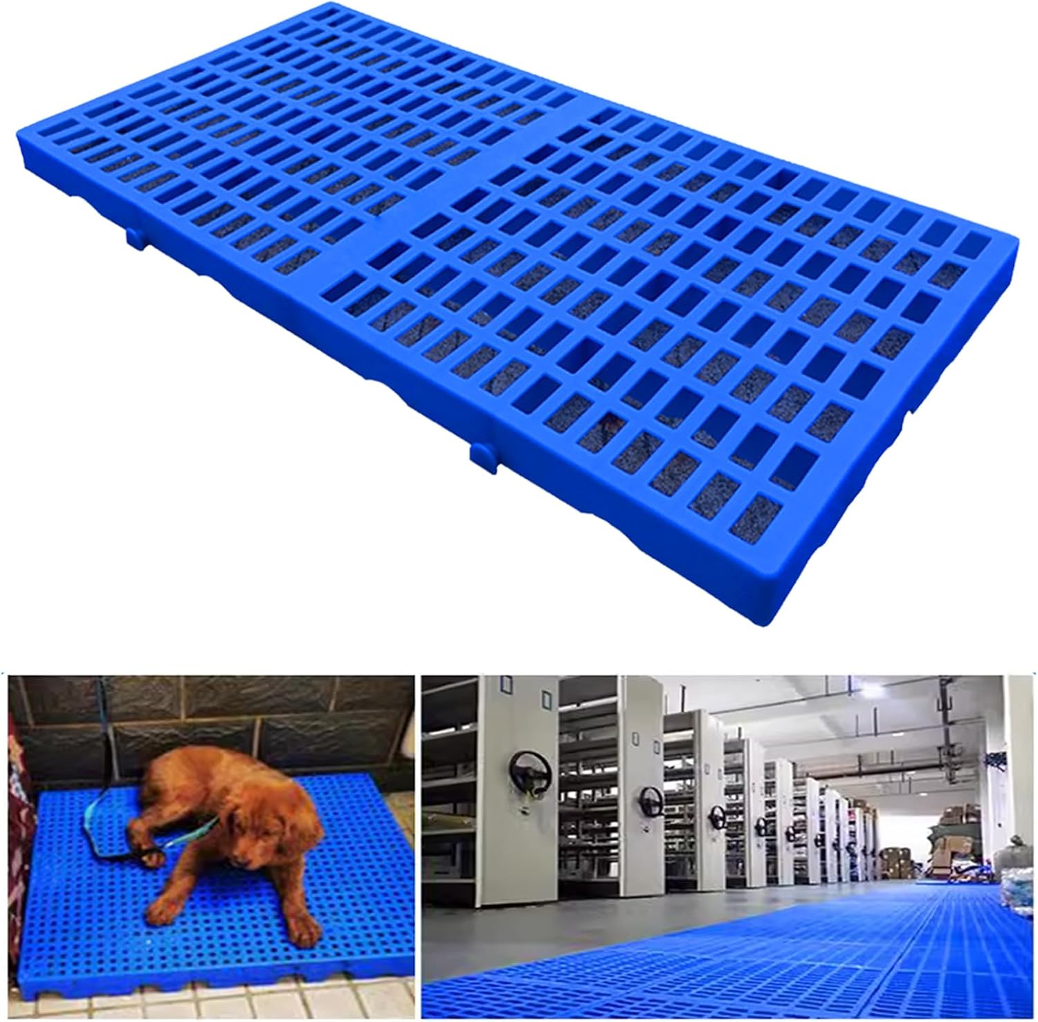 Ventilated Storage Grid Pad, 4 Pcs Anti-Slip Plastic Pallet, Reinforced Underside, Nestable Pallet Commodity Mats for Garage Organization Food Handling,60 x 30 x 3cm