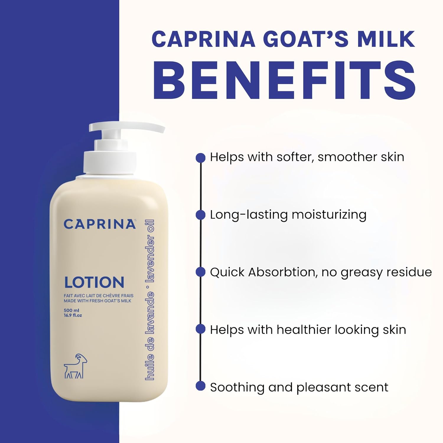 Caprina by Canus Moisturizing Body Milk Lotion With Fresh Canadian Goat Milk, Lavender Oil, 11.8 Fl Oz