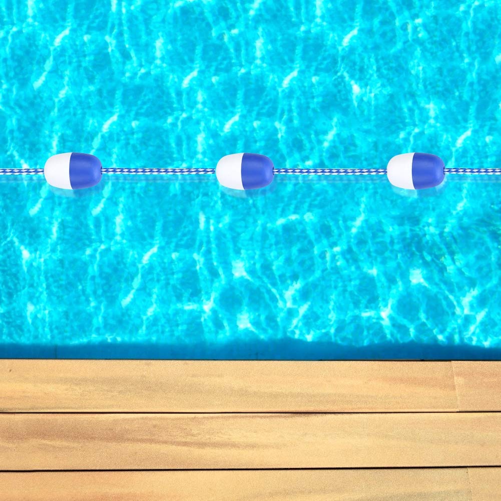 Cuerda Divisoria de Seguridad para Piscina 5m con 11 Boyas Flotantes - Separador de Carriles de Nailon con Ganchos para Zonas Peligrosas o Entrenamiento