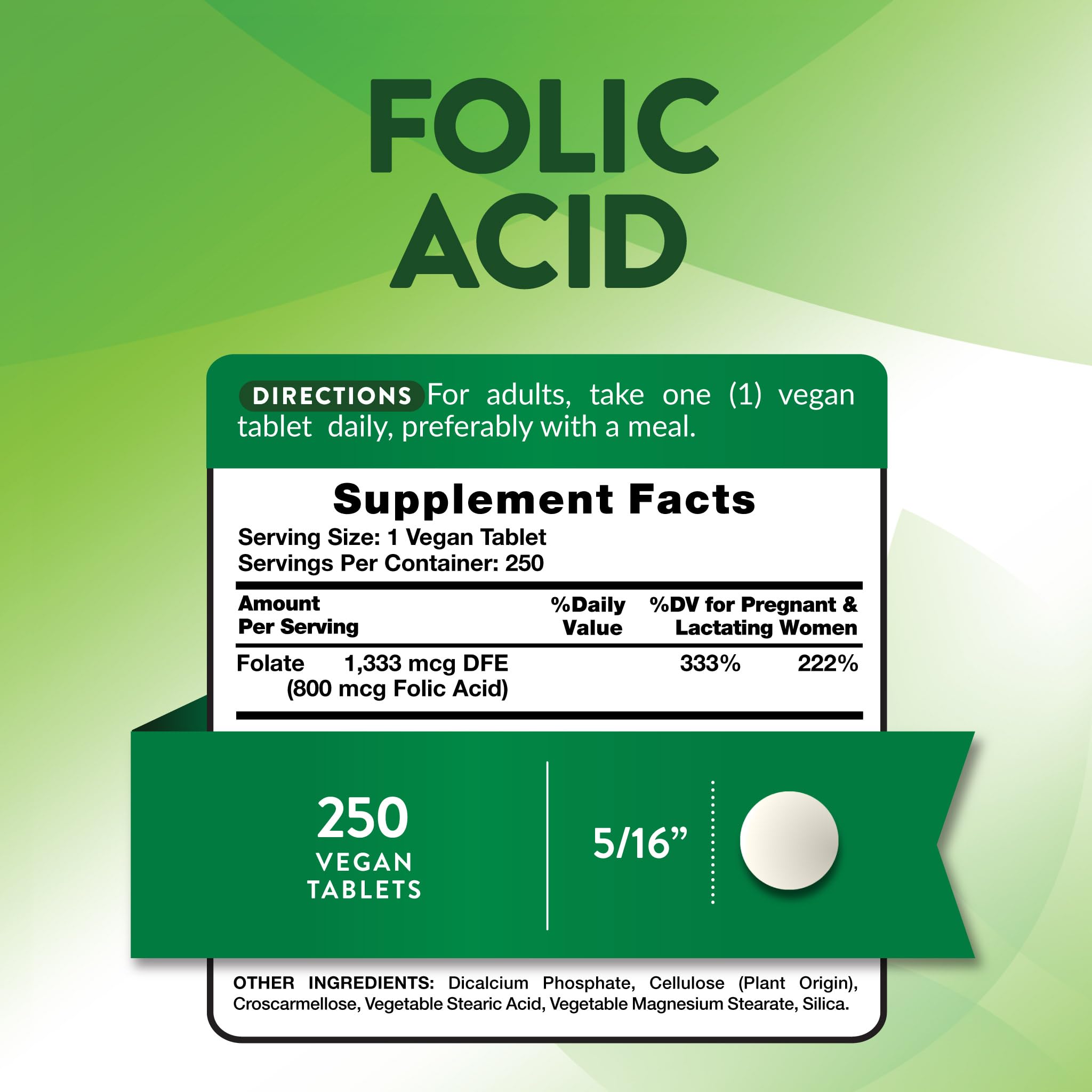Nature's Truth Folic Acid | 800 mcg | 250 Tablets — Amazon image 2