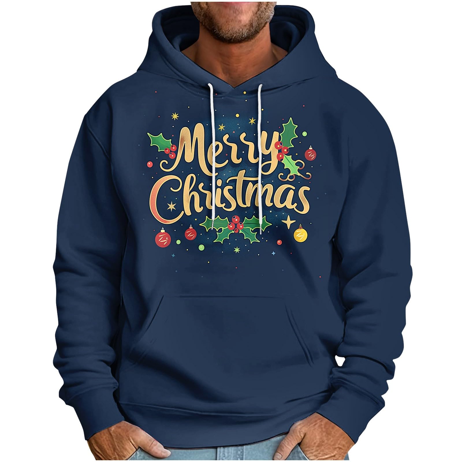 Genericchristmas Jumpers For Men Santa Claus Print Sweatshirts