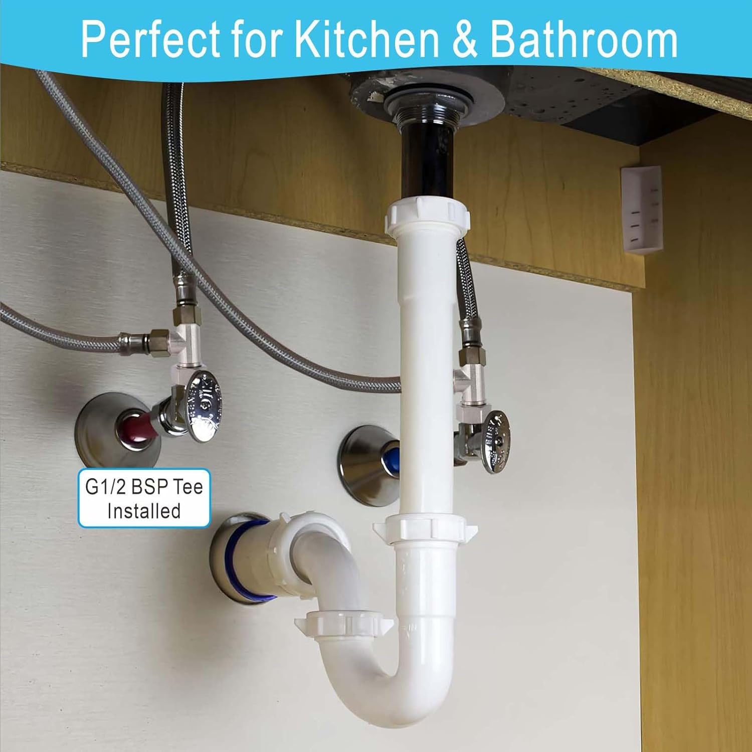 1/2" Chrome Brass Tee, Brass Chrome 3-Way Shower Diverter Valve, 1/2" Male x 1/2" Male x 1/2" Female Tee, 1/2" Tee for Shower Arm, Angle Valve, Bidet, and Sprayer Hose Applications