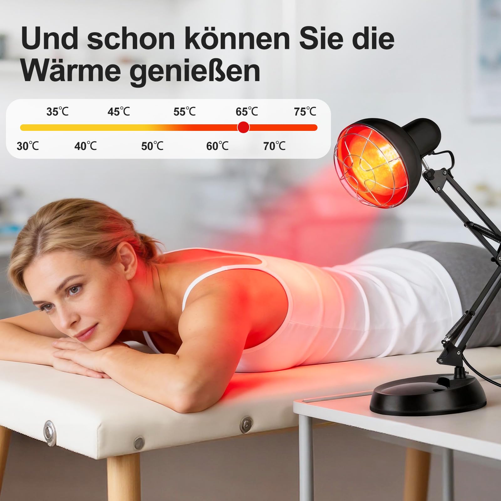 Cozion 100 Watt Rotlicht, In-frarot Heizlampe Temperatureinstellbar, In-frarot-Licht mit Halter und Timer
